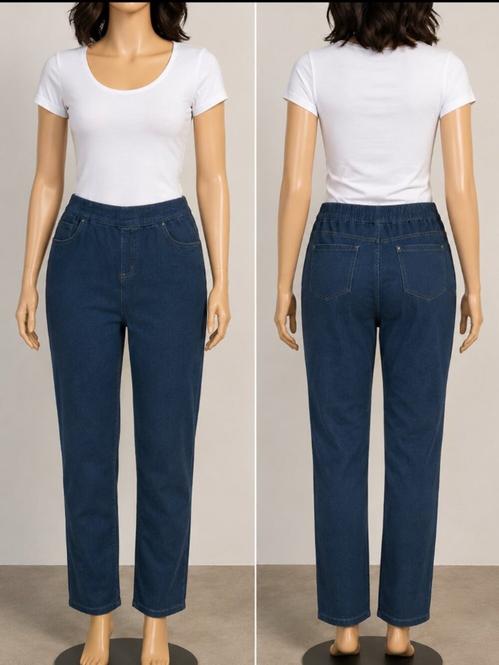 Catherines 2XW Tall Pull-on  Stretch Denim Jeans Dark Blue Straight leg Cotton.